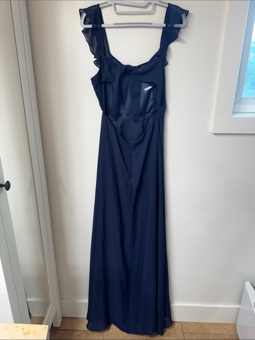 Lulu's Navy Ruffle-Shoulder Maxi Dress - Picture 2 of 4